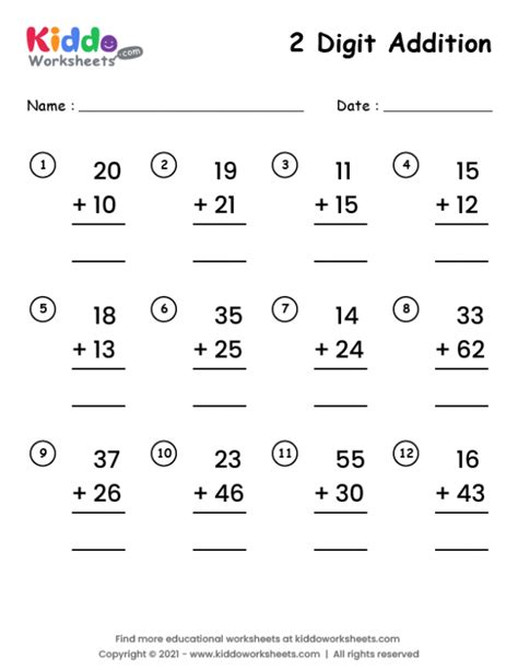 2 digit addition worksheets|Grade 2 Addition Worksheets .